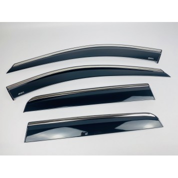 Дефлекторы окон Volvo XC90 2003-2015 (на скотче) с нерж. хром полоской-1